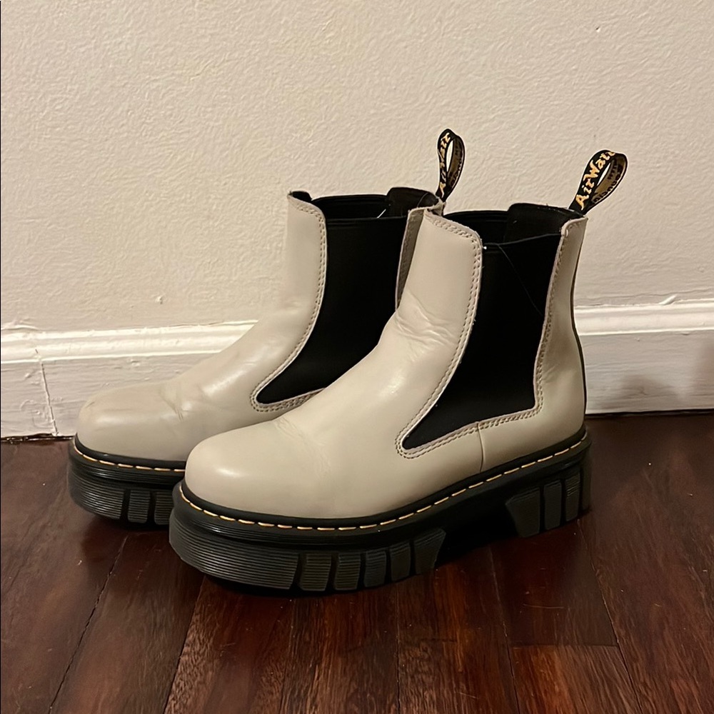 Dr. Martens Gray Platform Chelsea Boots